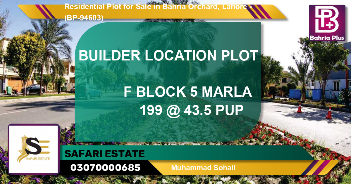 Residential Plot for Sale in Bahria Orchard, Lahore - (BP-94603)