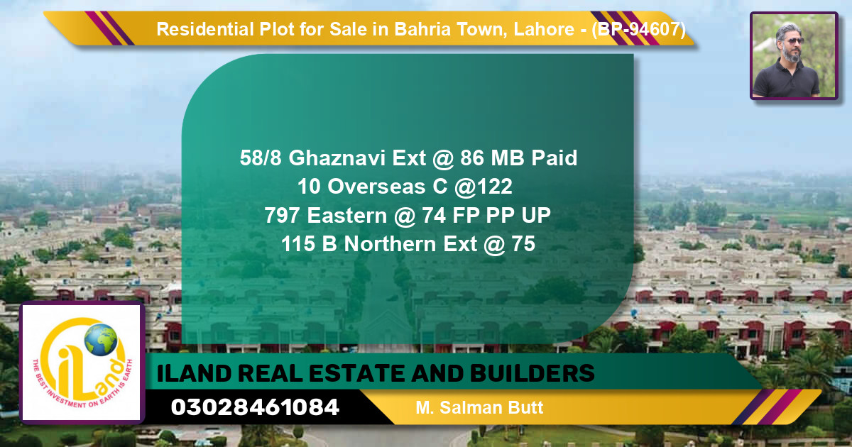 Residential Plot for Sale in Bahria Town, Lahore - (BP-94607)