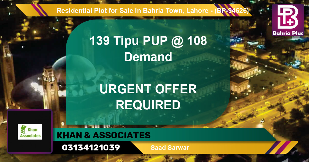 Residential Plot for Sale in Bahria Town, Lahore - (BP-94626)