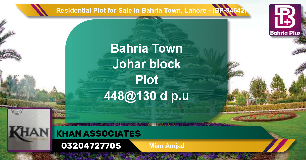 Residential Plot for Sale in Bahria Town, Lahore - (BP-94642)