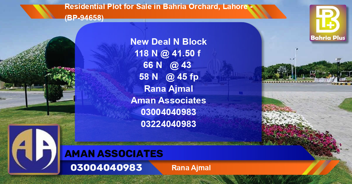 Residential Plot for Sale in Bahria Orchard, Lahore - (BP-94658)