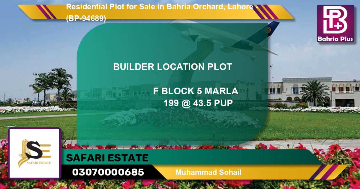 Residential Plot for Sale in Bahria Orchard, Lahore - (BP-94689)