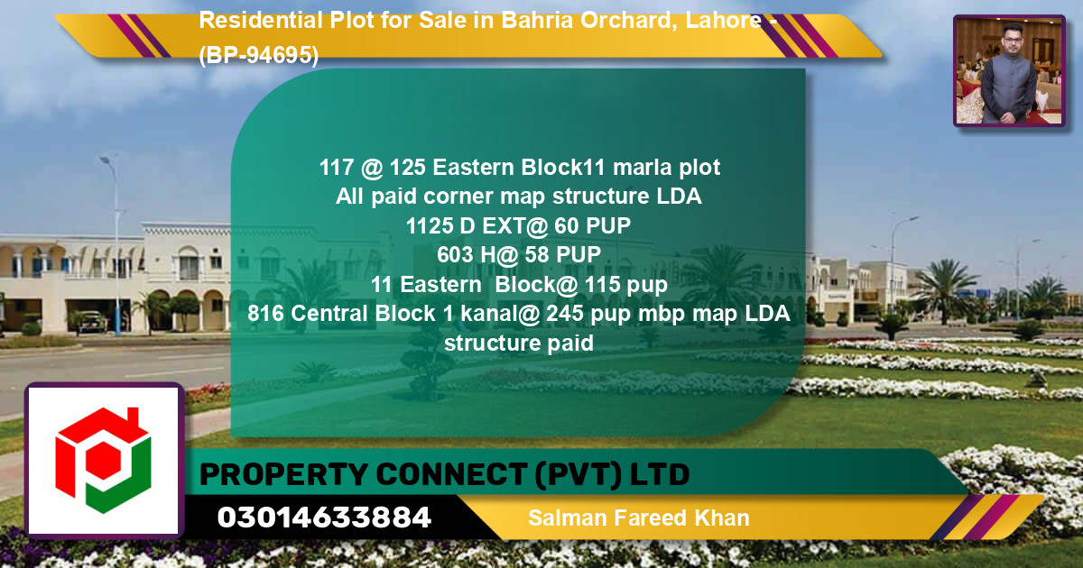 Residential Plot for Sale in Bahria Orchard, Lahore - (BP-94695)
