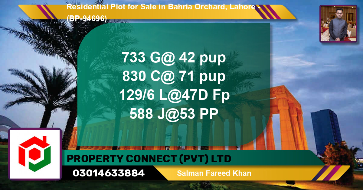 Residential Plot for Sale in Bahria Orchard, Lahore - (BP-94696)