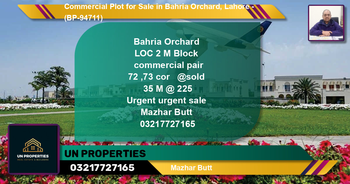 Commercial Plot for Sale in Bahria Orchard, Lahore - (BP-94711)