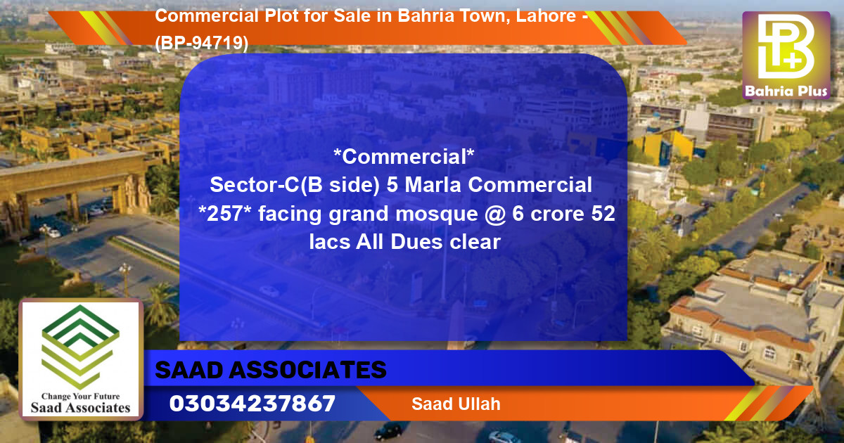 Commercial Plot for Sale in Bahria Town, Lahore - (BP-94719)