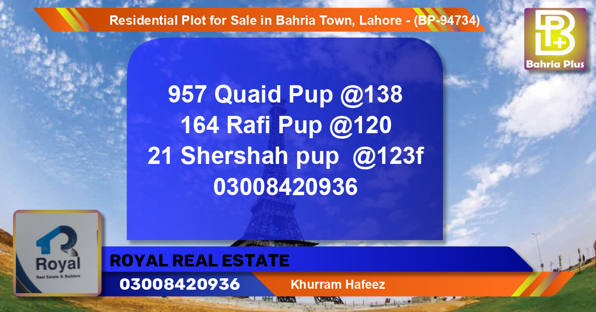 Residential Plot for Sale in Bahria Town, Lahore - (BP-94734)