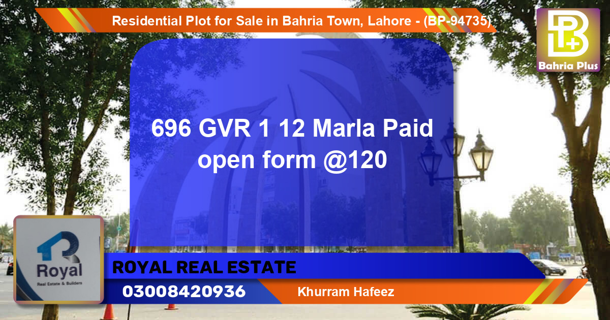 Residential Plot for Sale in Bahria Town, Lahore - (BP-94735)