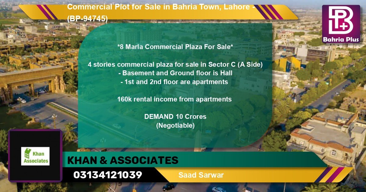 Commercial Plot for Sale in Bahria Town, Lahore - (BP-94745)