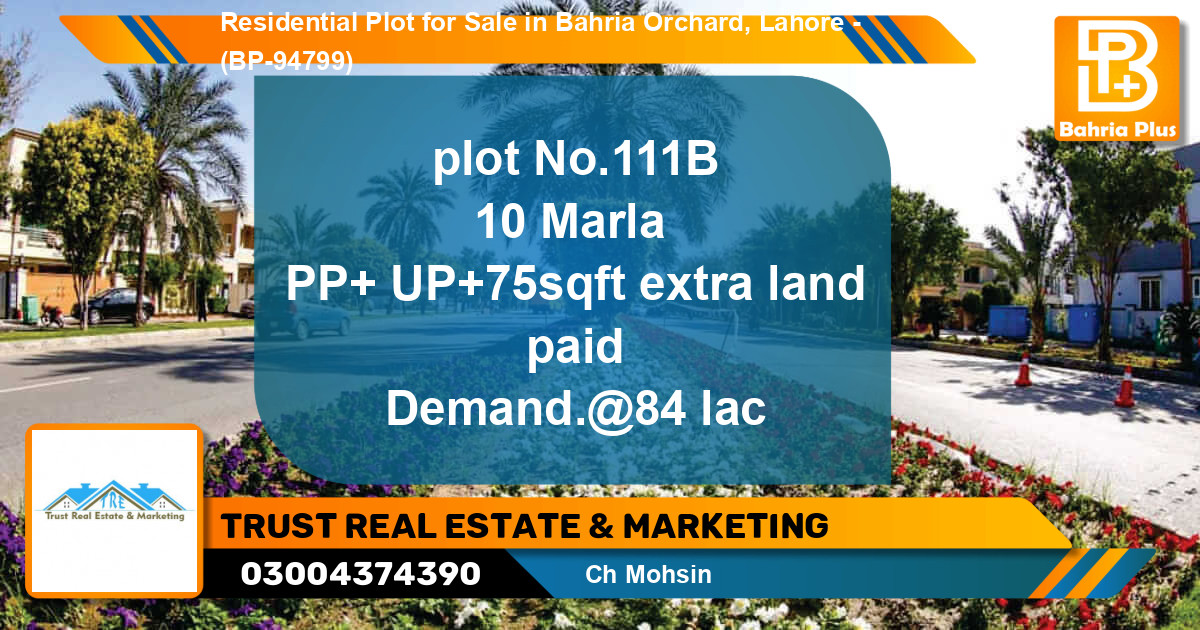 Residential Plot for Sale in Bahria Orchard, Lahore - (BP-94799)