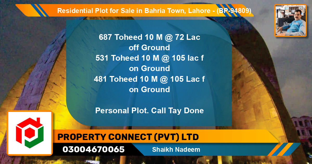 Residential Plot for Sale in Bahria Town, Lahore - (BP-94809)