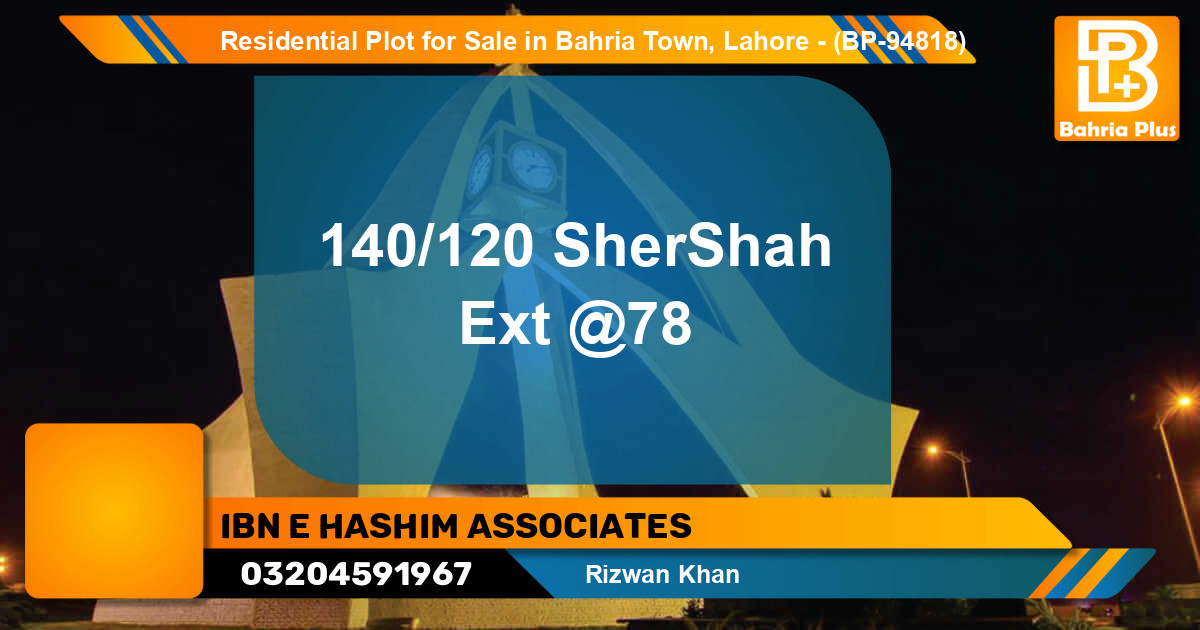 Residential Plot for Sale in Bahria Town, Lahore - (BP-94818)