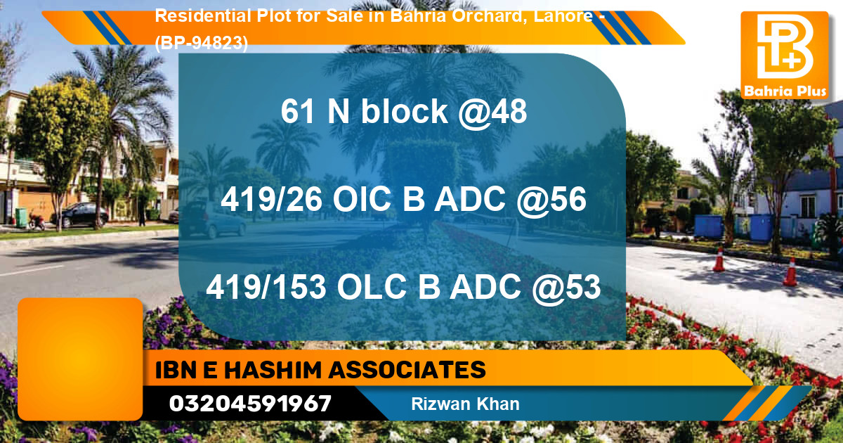 Residential Plot for Sale in Bahria Orchard, Lahore - (BP-94823)