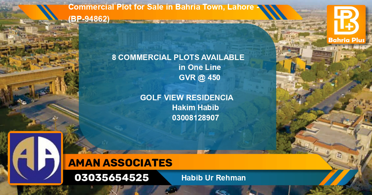 Commercial Plot for Sale in Golf Phase 1 -  Bahria Town, Lahore - (BP-94862)