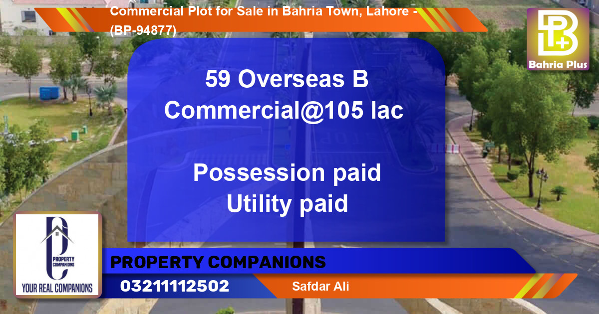 Commercial Plot for Sale in Bahria Town, Lahore - (BP-94877)