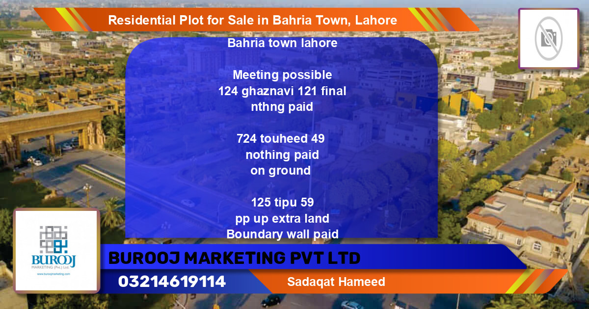 Residential Plot for Sale in Bahria Town, Lahore - (BP-94891)