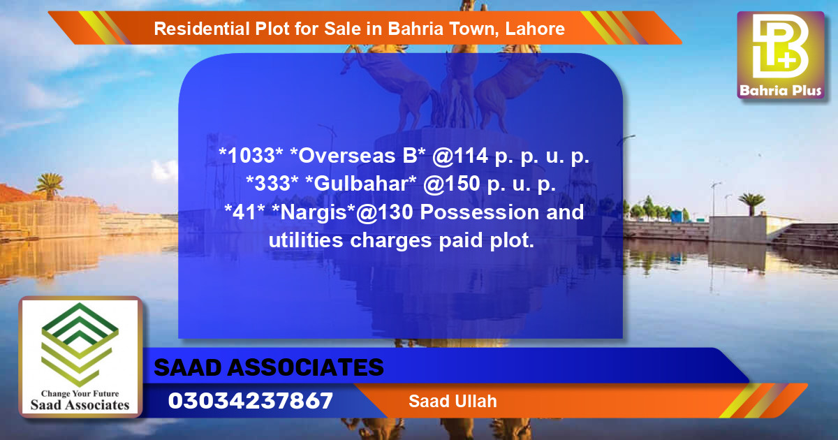 Residential Plot for Sale in Bahria Town, Lahore - (BP-94925)