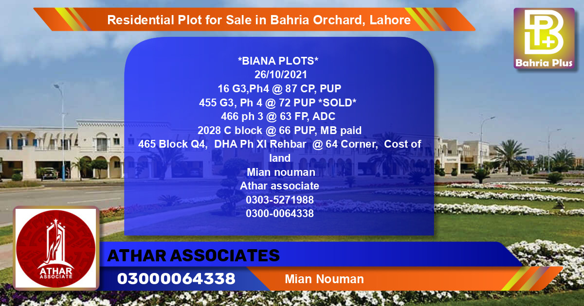 Residential Plot for Sale in Bahria Orchard, Lahore - (BP-94935)