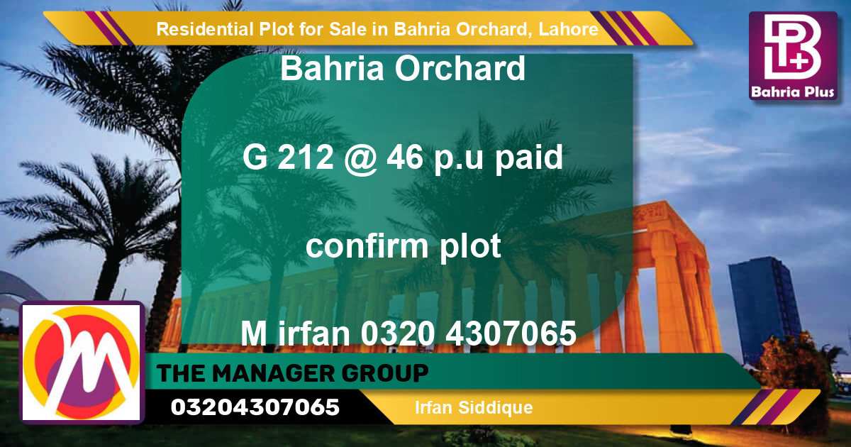 Residential Plot for Sale in Bahria Orchard, Lahore - (BP-94952)