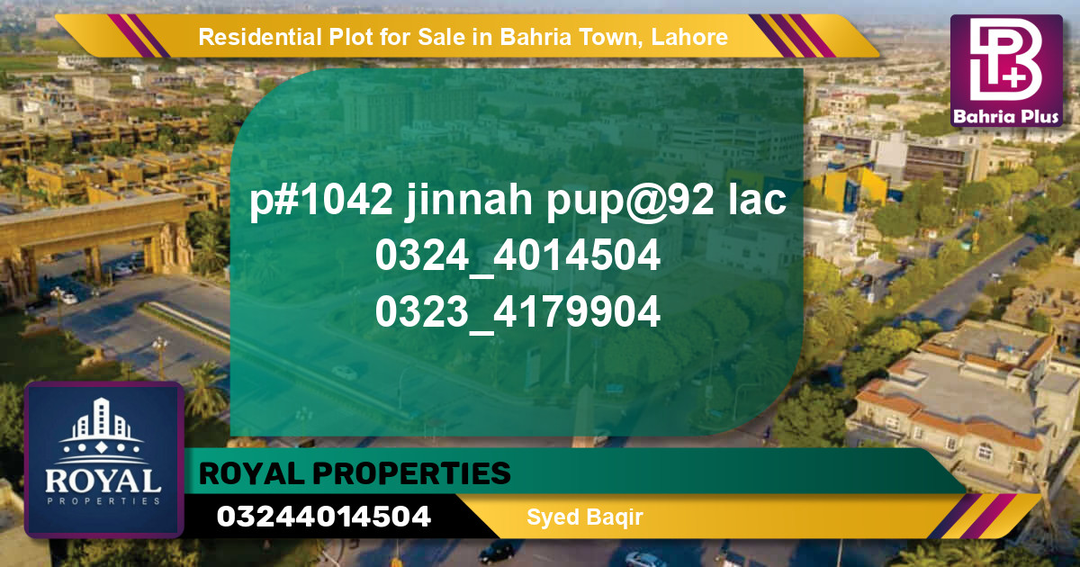 Residential Plot for Sale in Bahria Town, Lahore - (BP-94955)