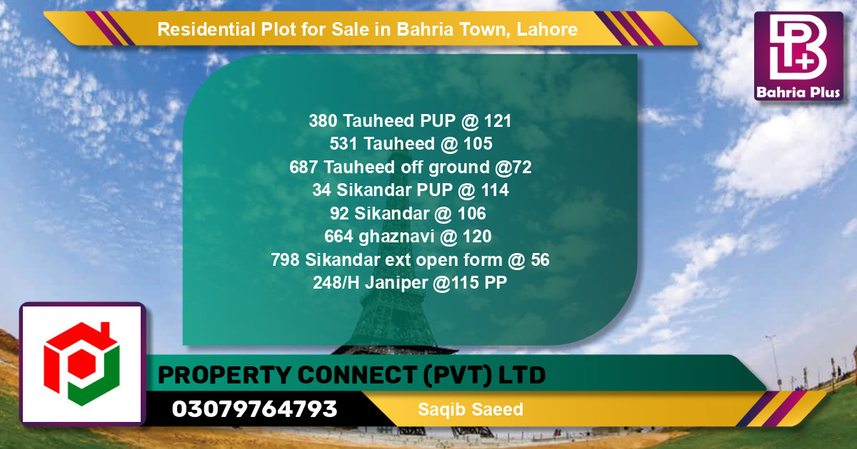 Residential Plot for Sale in Bahria Town, Lahore - (BP-94960)