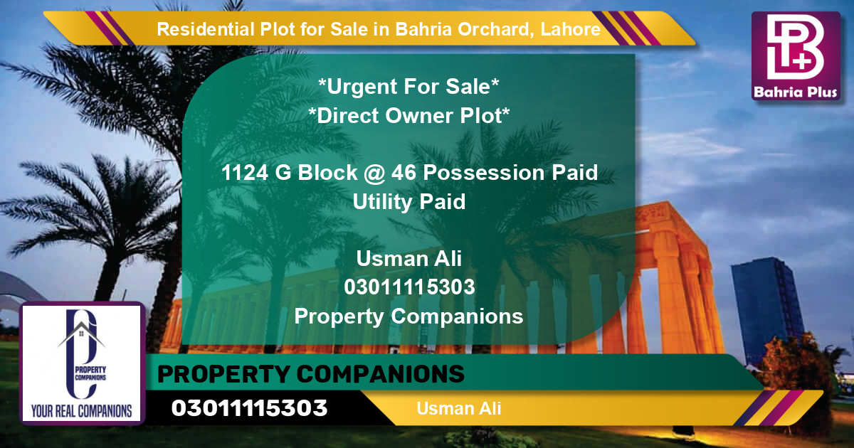 Residential Plot for Sale in Bahria Orchard, Lahore - (BP-94969)