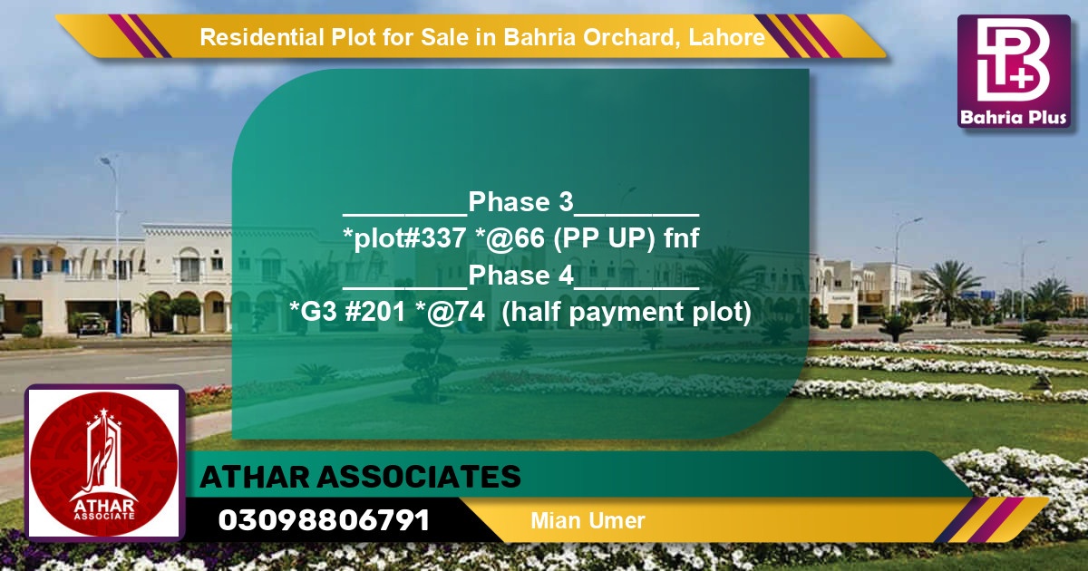 Residential Plot for Sale in Bahria Orchard, Lahore - (BP-94980)