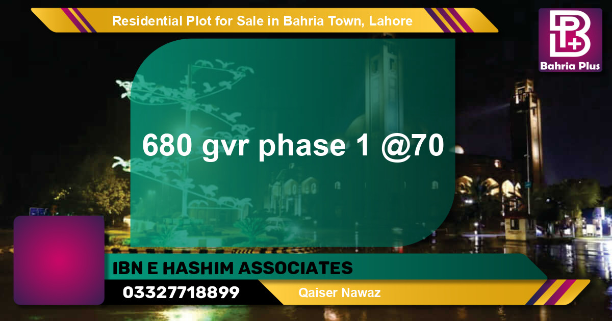 Residential Plot for Sale in Bahria Town, Lahore - (BP-94992)