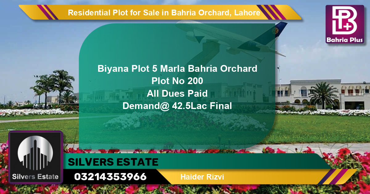 Residential Plot for Sale in Bahria Orchard, Lahore - (BP-95008)
