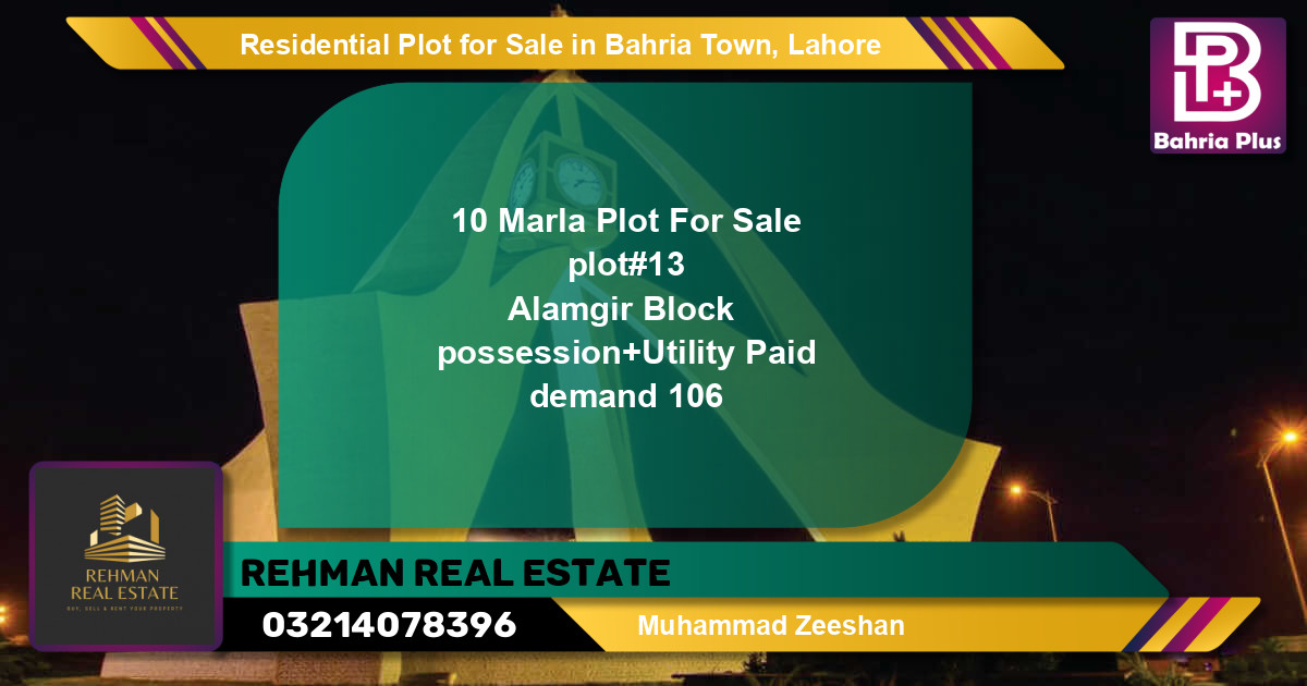 Residential Plot for Sale in Bahria Town, Lahore - (BP-95023)