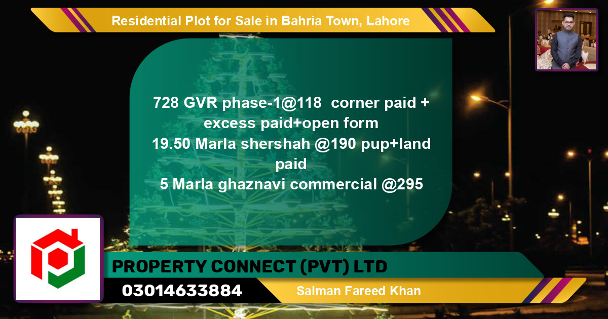Residential Plot for Sale in Bahria Town, Lahore - (BP-95025)