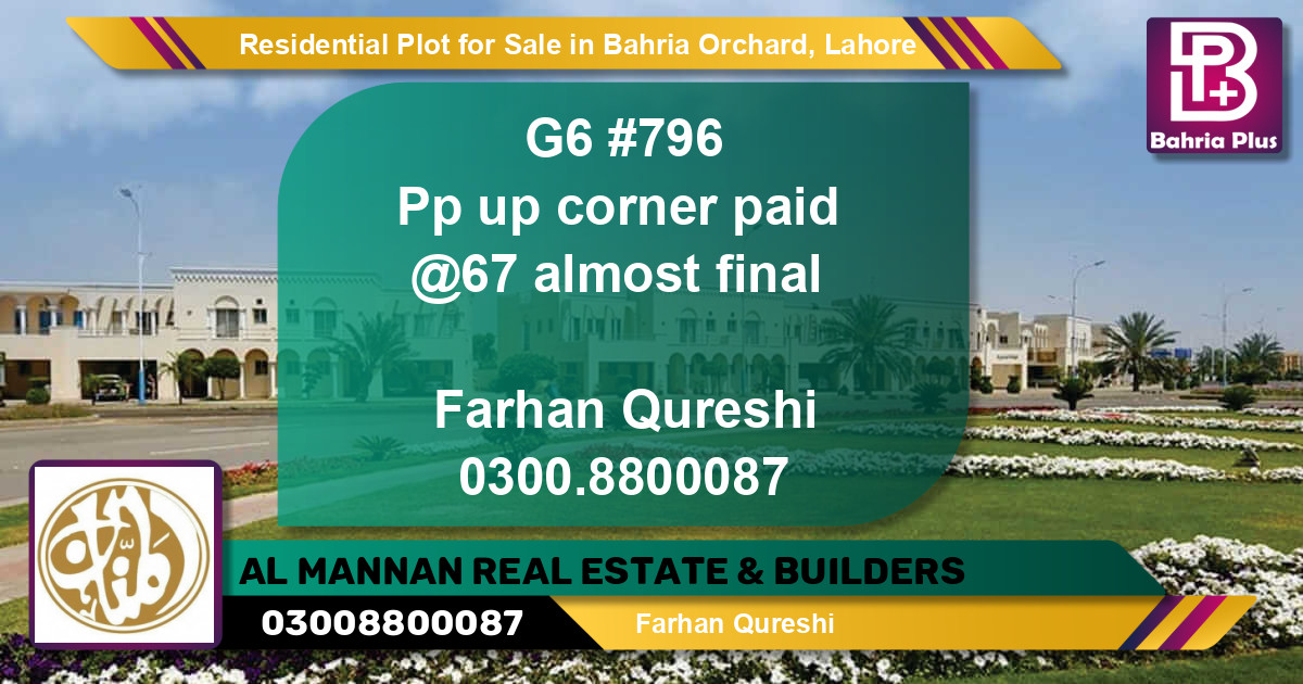 Residential Plot for Sale in Bahria Orchard, Lahore - (BP-95045)