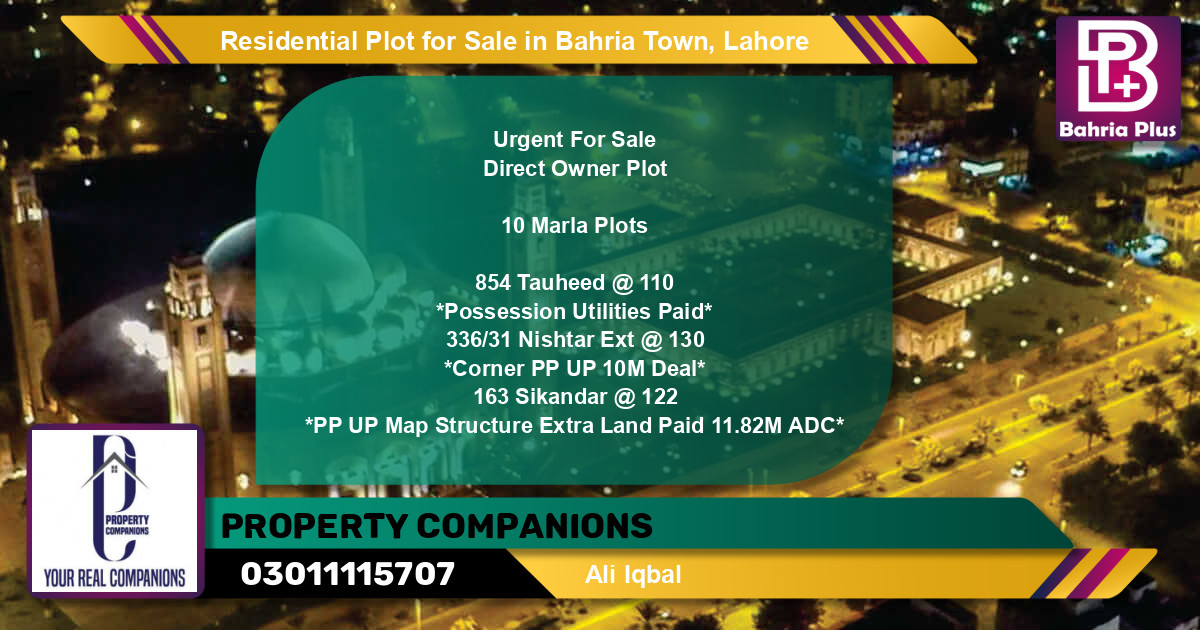 Residential Plot for Sale in Bahria Town, Lahore - (BP-95058)