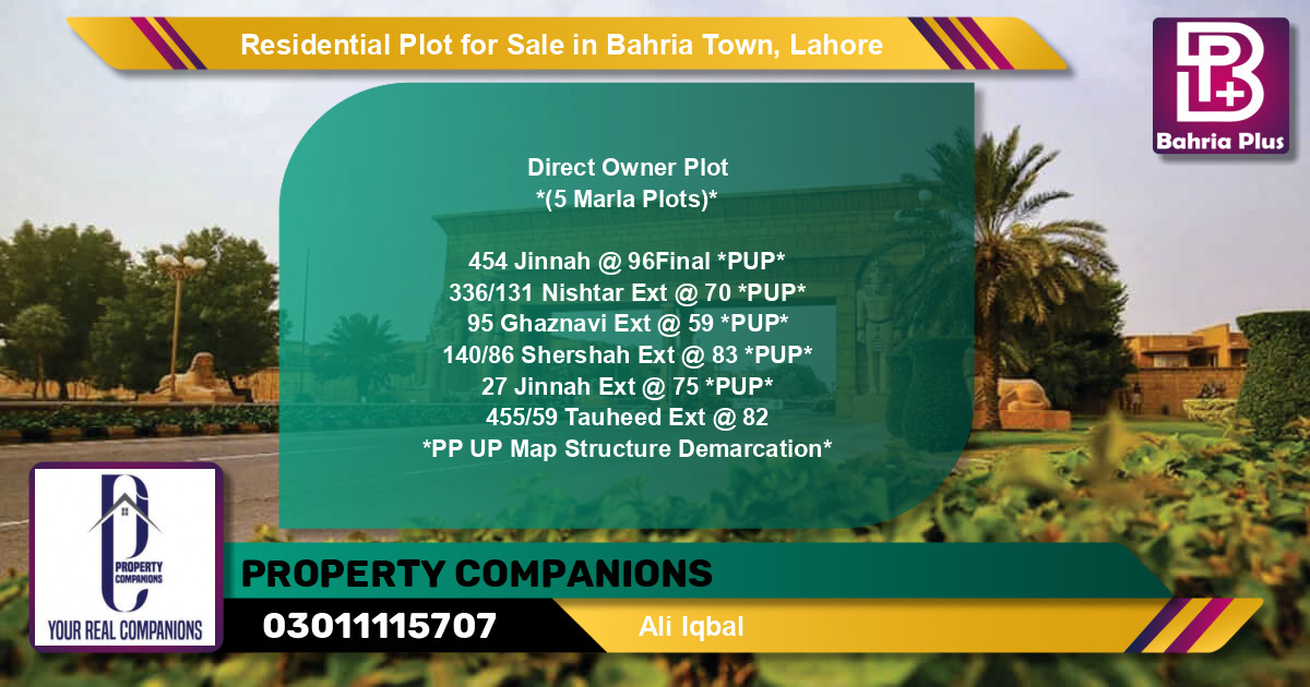 Residential Plot for Sale in Bahria Town, Lahore - (BP-95059)