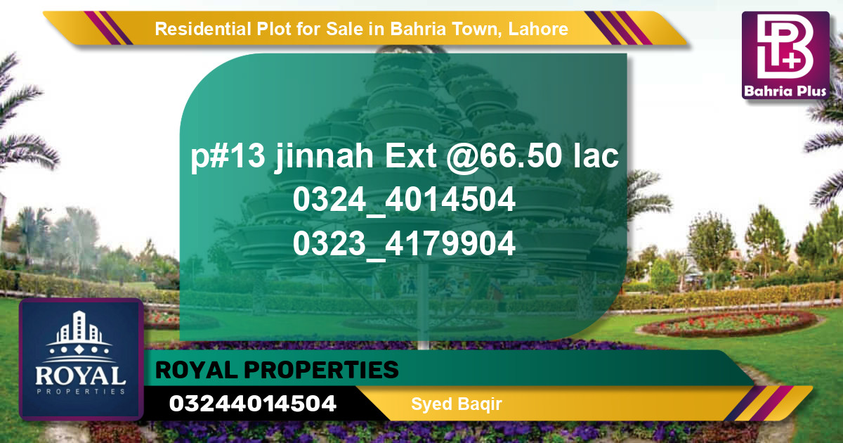 Residential Plot for Sale in Bahria Town, Lahore - (BP-95065)