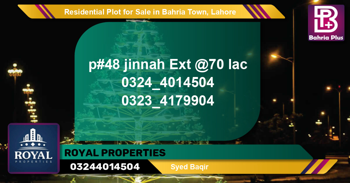 Residential Plot for Sale in Bahria Town, Lahore - (BP-95067)