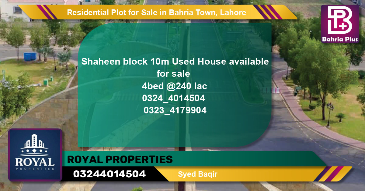 Residential Plot for Sale in Bahria Town, Lahore - (BP-95070)