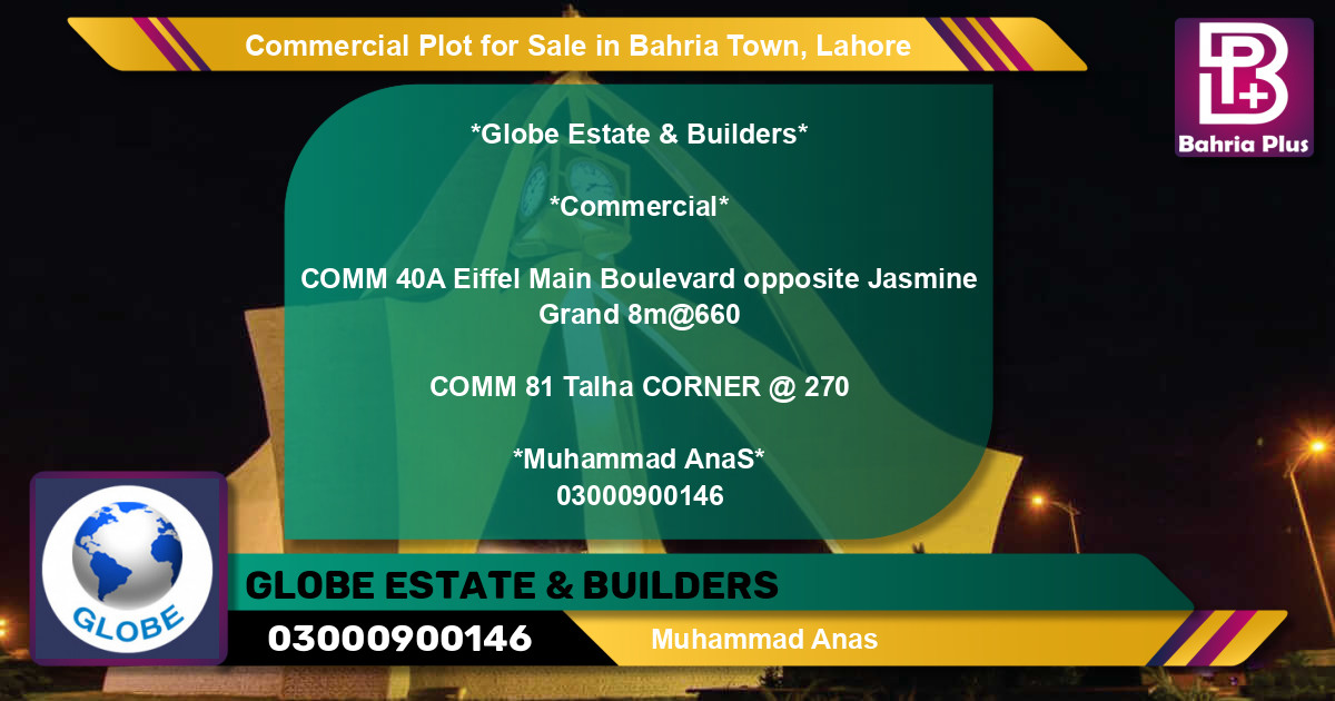 Commercial Plot for Sale in Bahria Town, Lahore - (BP-95091)