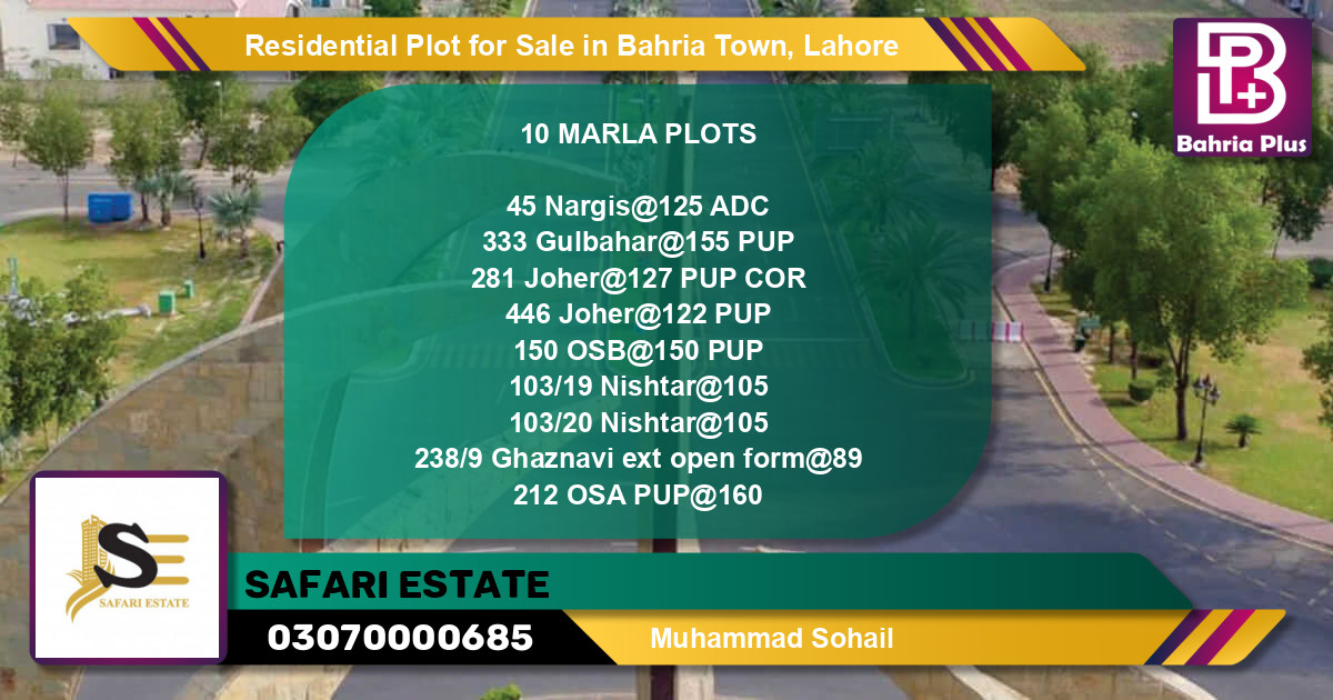 Residential Plot for Sale in Bahria Town, Lahore - (BP-95093)