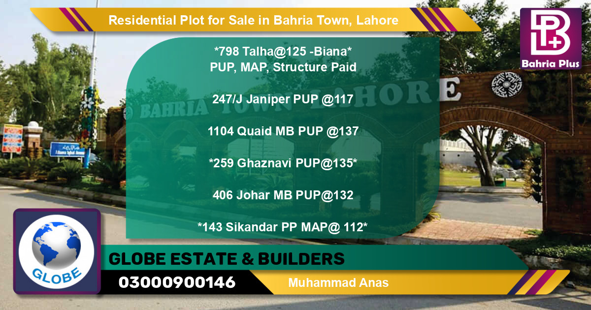 Residential Plot for Sale in Bahria Town, Lahore - (BP-95094)