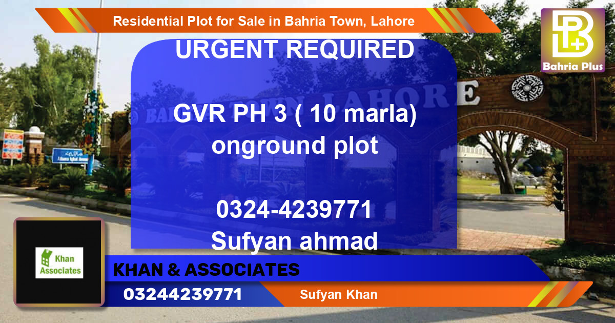 Residential Plot for Sale in Bahria Town, Lahore - (BP-95098)
