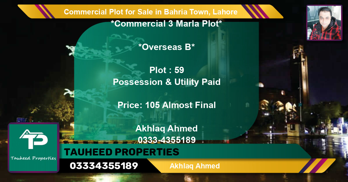 Commercial Plot for Sale in Bahria Town, Lahore - (BP-95108)
