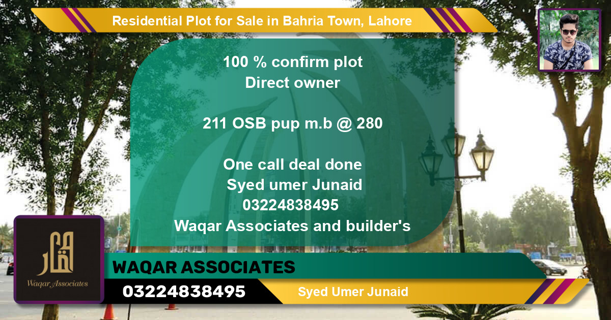 Residential Plot for Sale in Bahria Town, Lahore - (BP-95121)