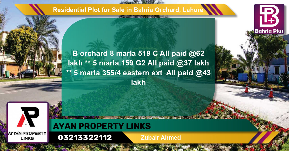 Residential Plot for Sale in Bahria Orchard, Lahore - (BP-95126)