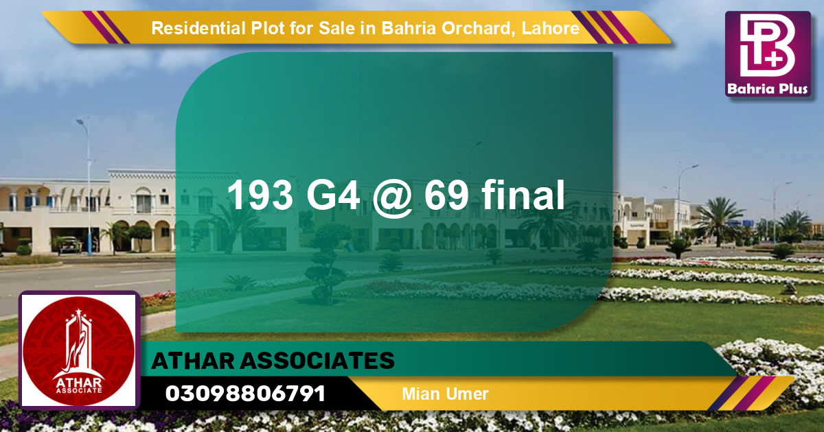 Residential Plot for Sale in Bahria Orchard, Lahore - (BP-95136)