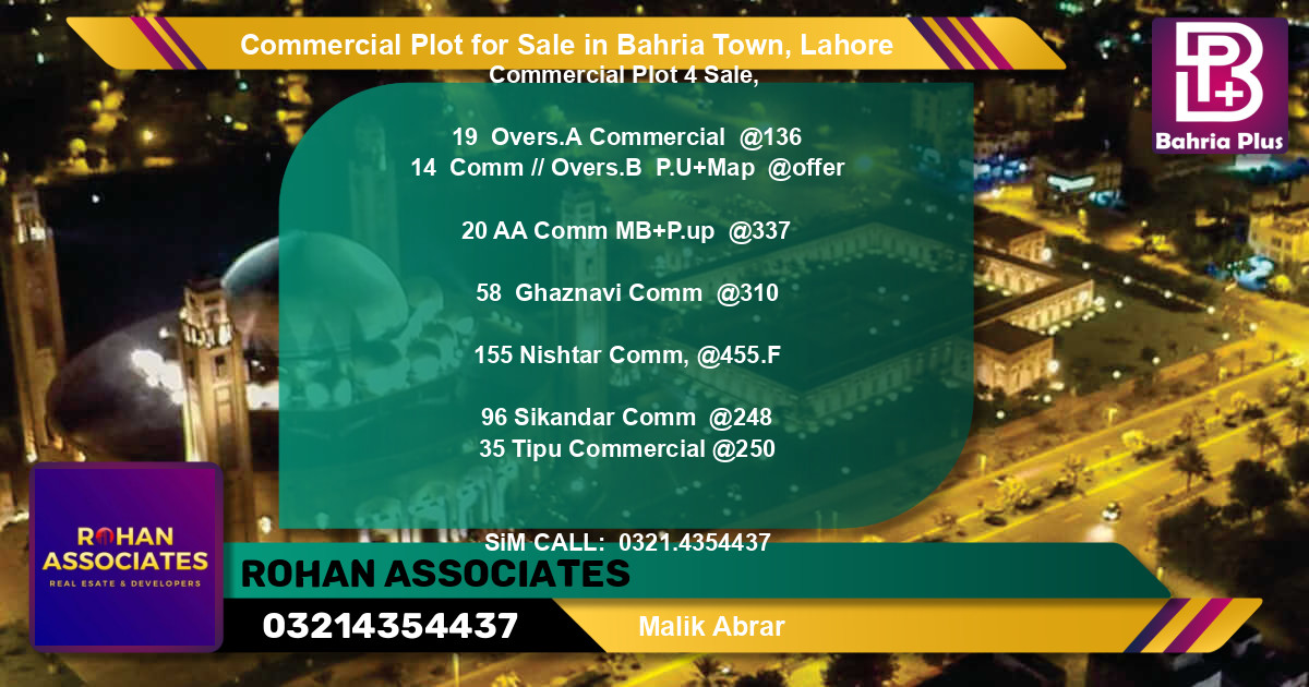 Commercial Plot for Sale in Bahria Town, Lahore - (BP-95139)