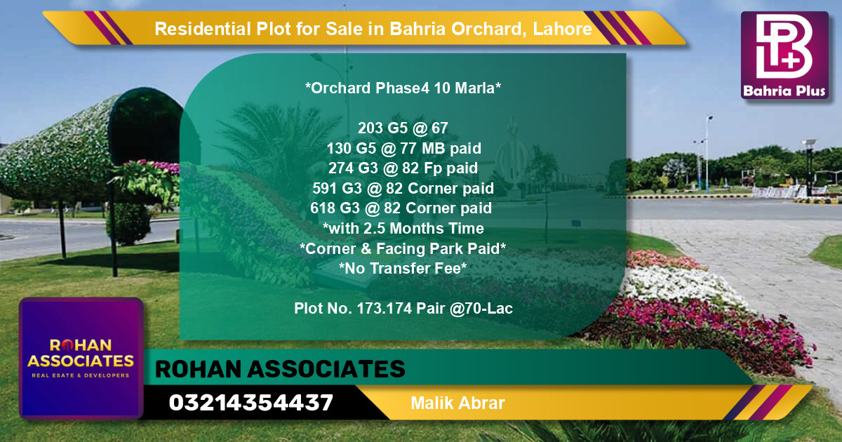 Residential Plot for Sale in Bahria Orchard, Lahore - (BP-95140)