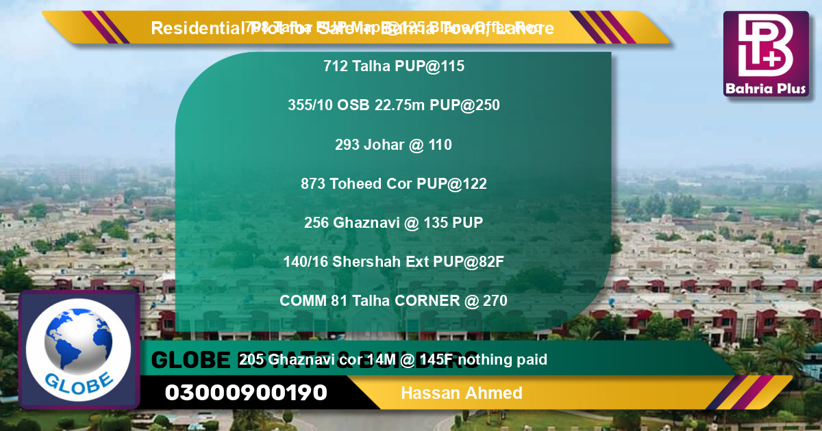 Residential Plot for Sale in Bahria Town, Lahore - (BP-95142)