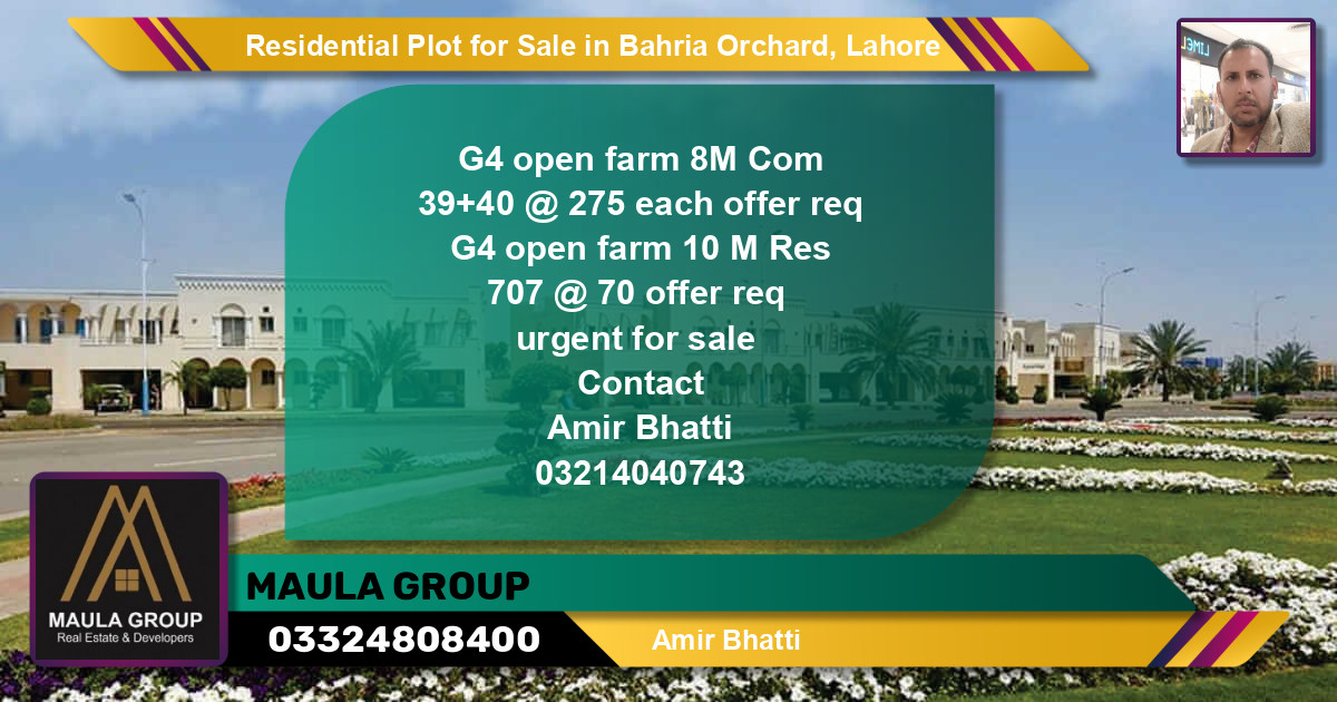 Residential Plot for Sale in Bahria Orchard, Lahore - (BP-95160)