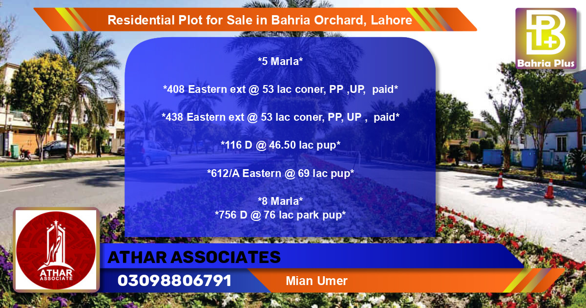 Residential Plot for Sale in Bahria Orchard, Lahore - (BP-95164)